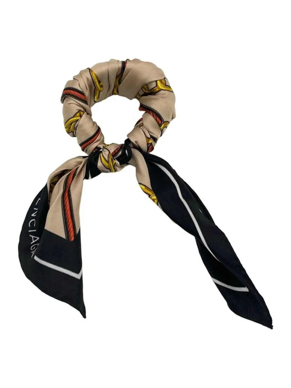 Balenciaga Bangle Silk Beige Black White Scarf